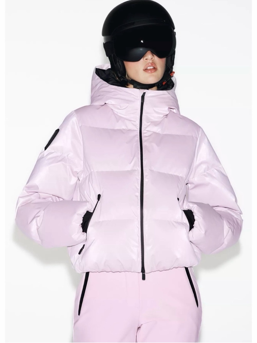 Zara Ski Collection Pink Puffer Jacket w/ Anorak Recco Technology Down Feather